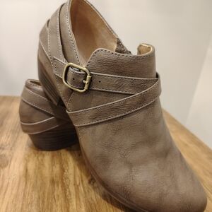 Life Stride Taupe Mules with Buckle Detail